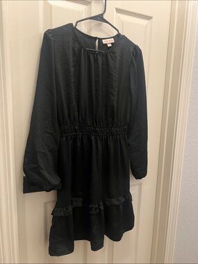 Knox Rose Black Long-Sleeve Ruffle-Tier Dress